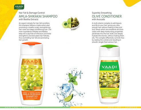 Hairfall & Damage Control Organic Shampoo (Indian Gooseberry Extract) Rich Olive Conditioner with Avocado Extract (2 x 110 ml)